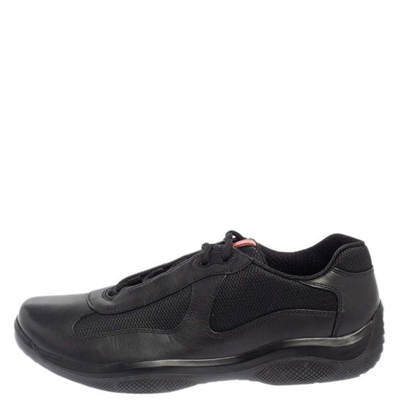 Prada Black Mesh and Leather Low Top Sneakers - Picture 1 of 9